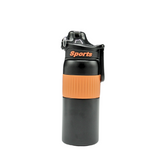 Black and orange sports water bottle on a white background