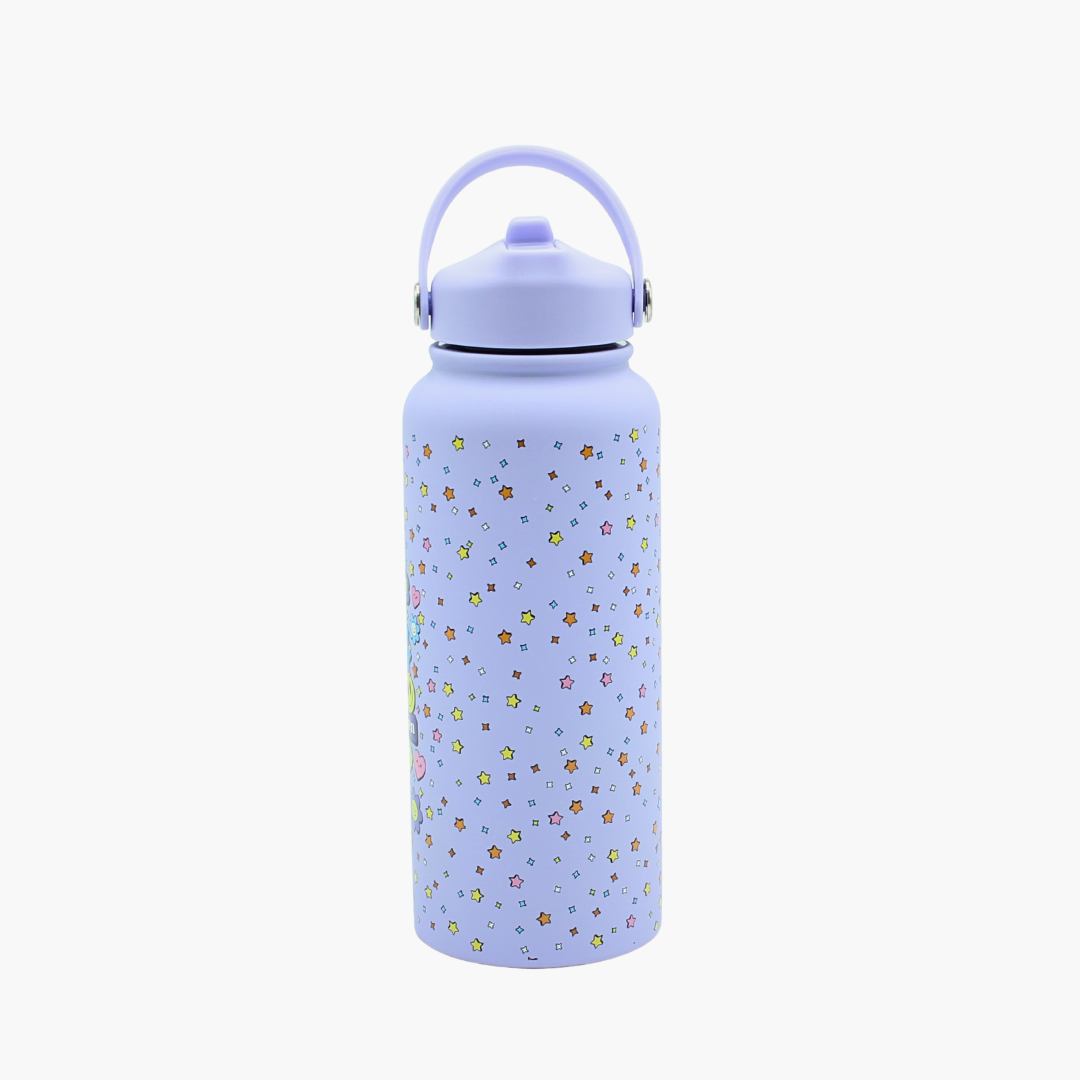 Light blue water bottle with star pattern 