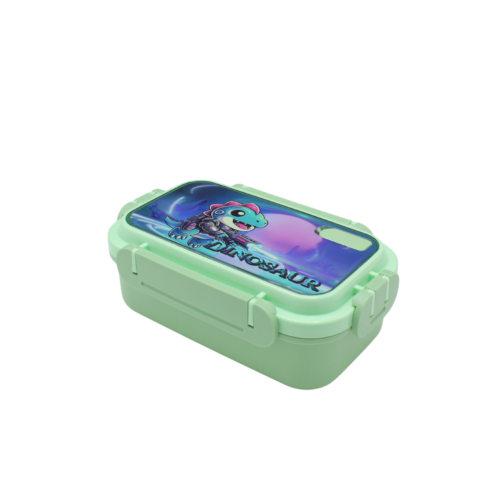 Dinosaur-themed kids lunch box with fun, colorful dino prints, multiple compartments, leak-proof and food-safe, ideal for school and outdoor trips.
