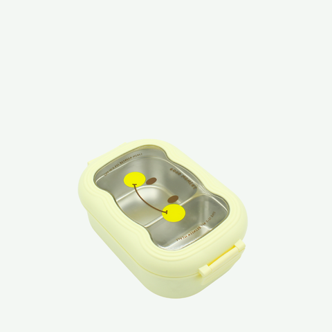 Yellow container with a silver interior on a white background